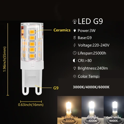 Светодиодная лампа G9 Gatetop 2.5-3 Вт