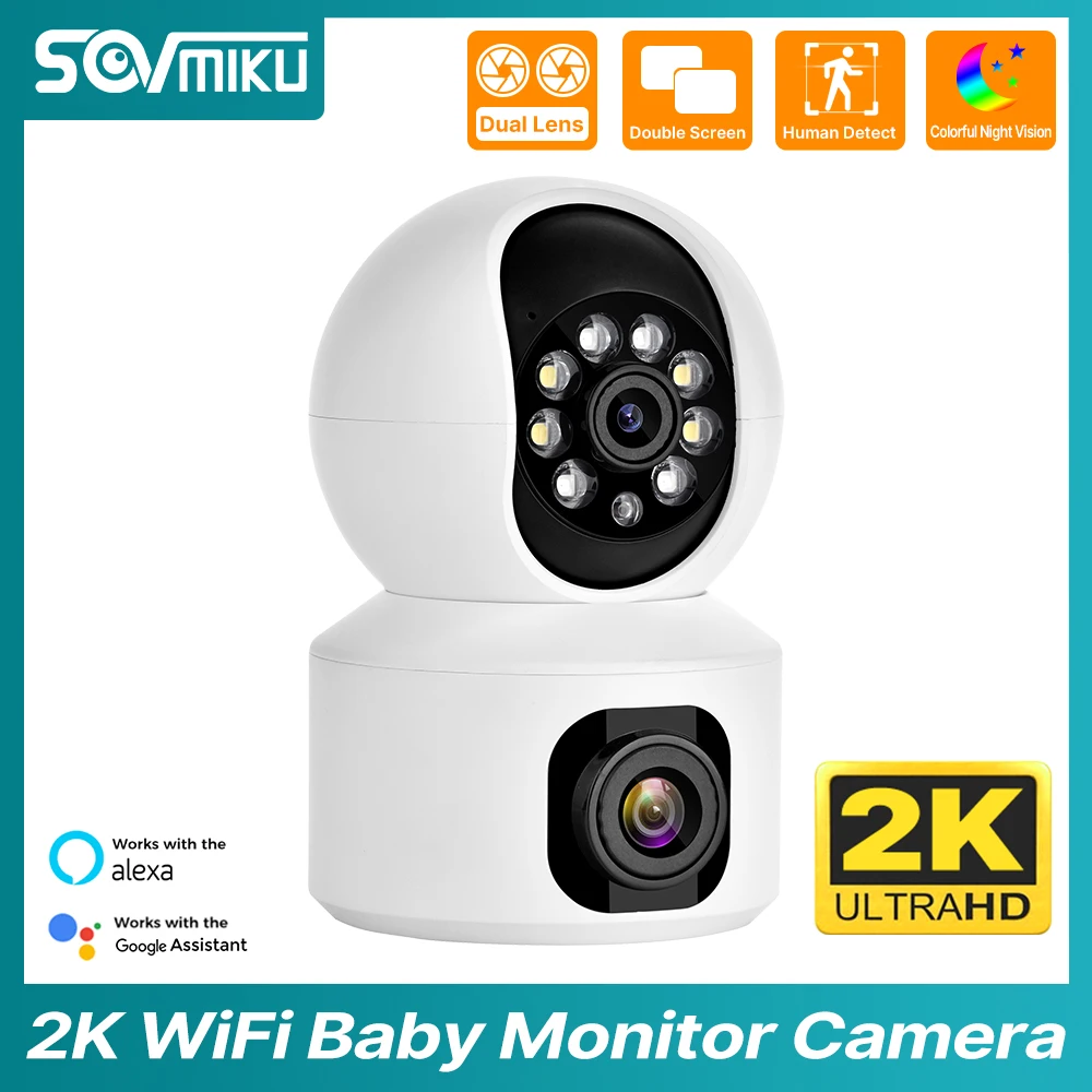 

1080P HD Dual Lens Baby Monitor Smart WiFi PTZ Camera Indoor Human Detection AI Auto Tracking Surveillance Video IP Camera
