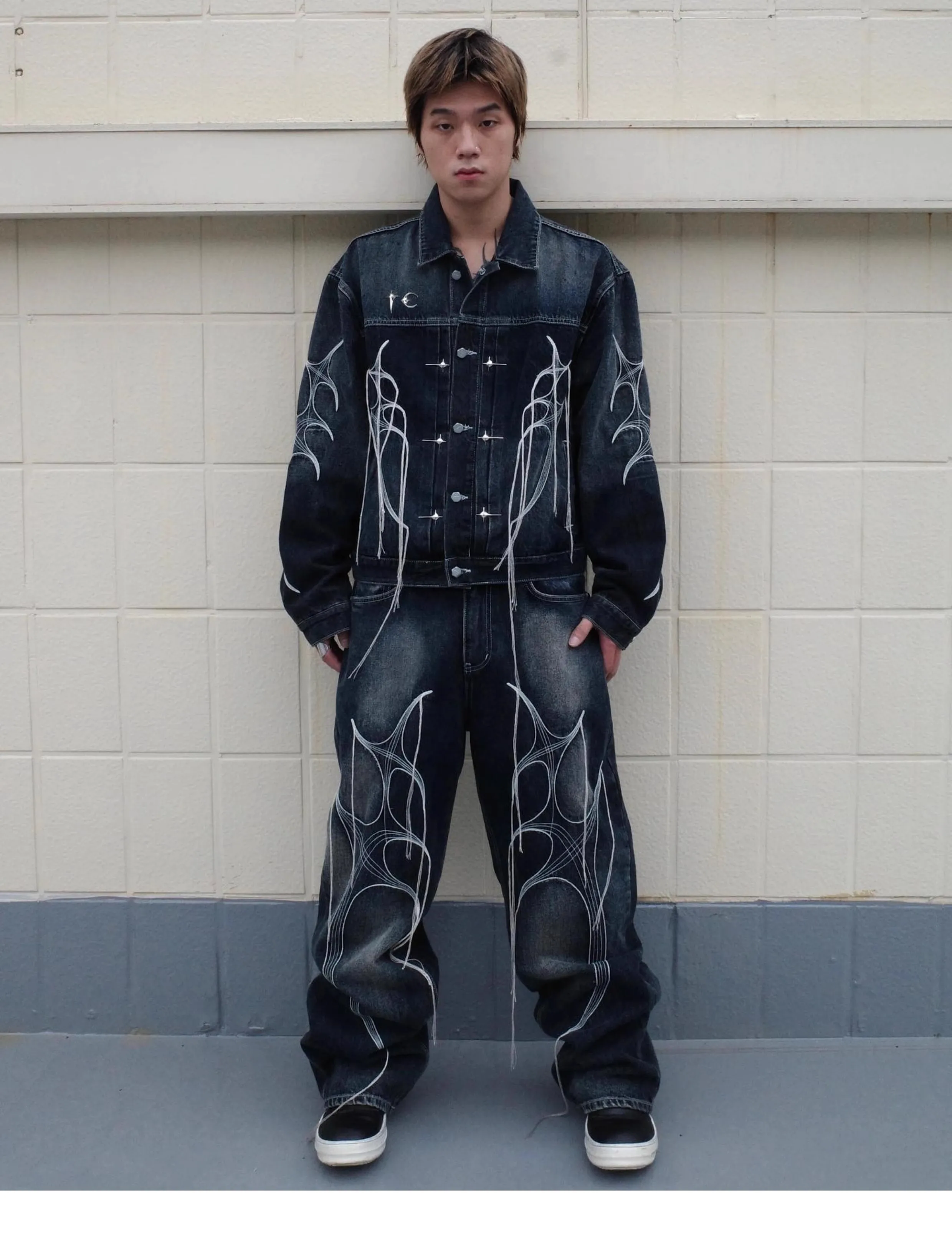 2024 Thug Club Американская ретро-куртка с потертым эффектом черная короткая рабочая