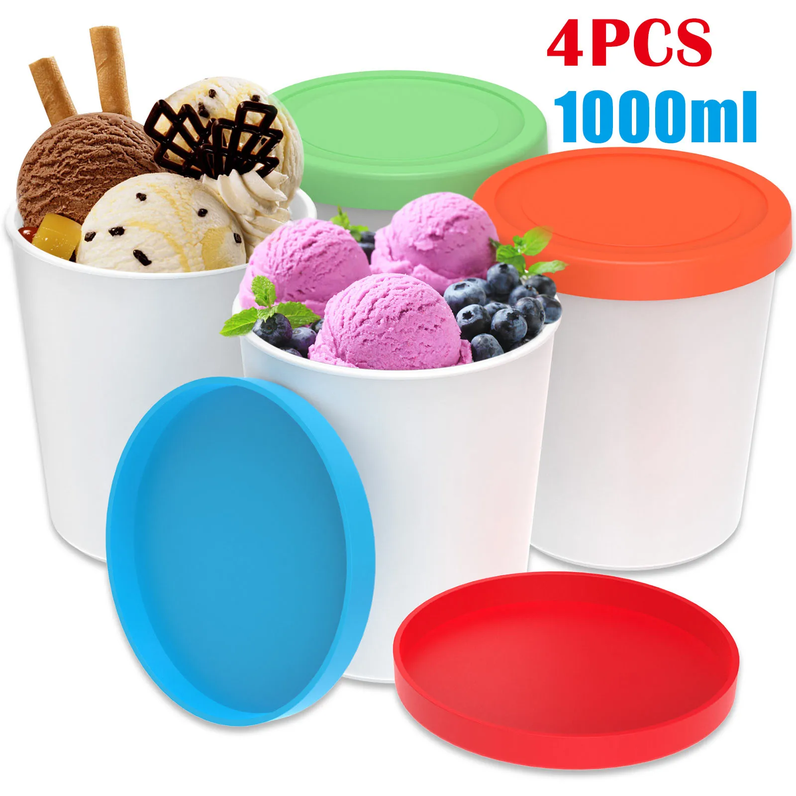 4 шт. силиконовые круглые чашки для мороженого 1 л