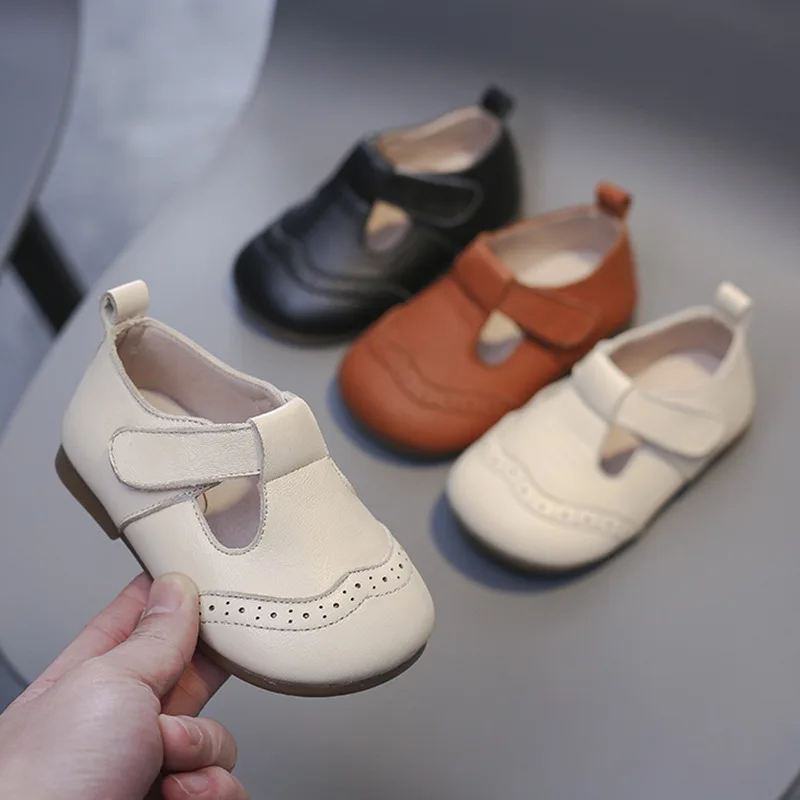 

Туфли из натуральной кожи, плоская подошва, Т-образный ремешок, мокасины для младенцев от 1 до 3 лет, F01261