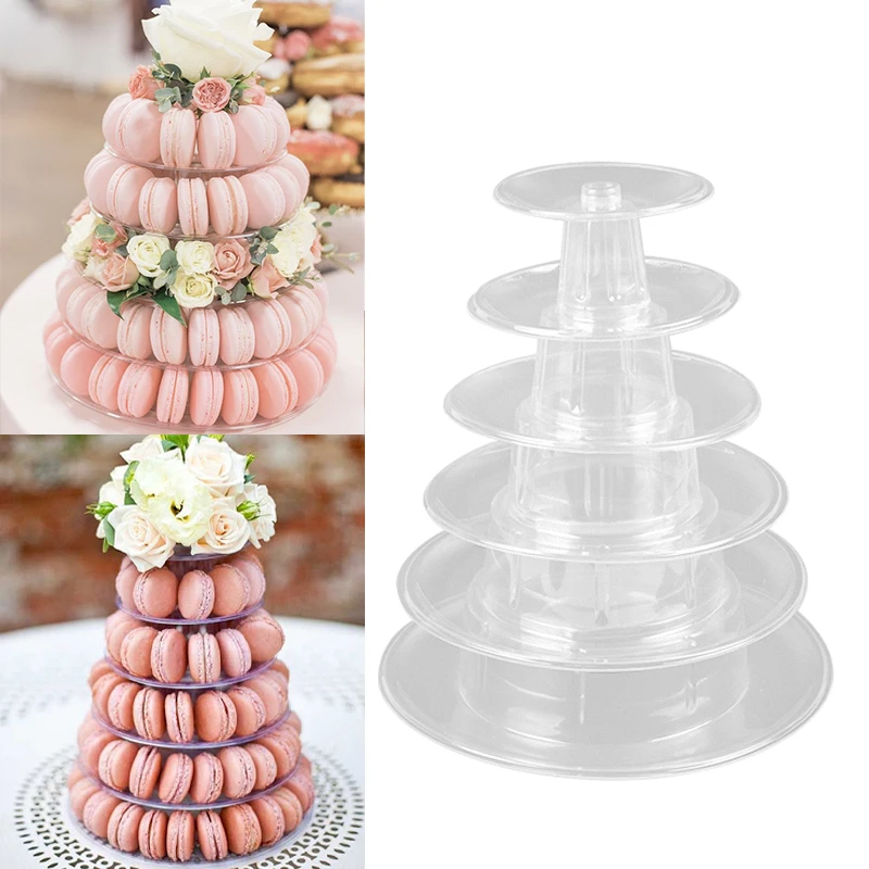 

4/6/10Tiers Macarons Display Stand Plastic Cupcake Tower Rack Cake Stand PVC Tray For Wedding Birthday Party Decoration Supplies