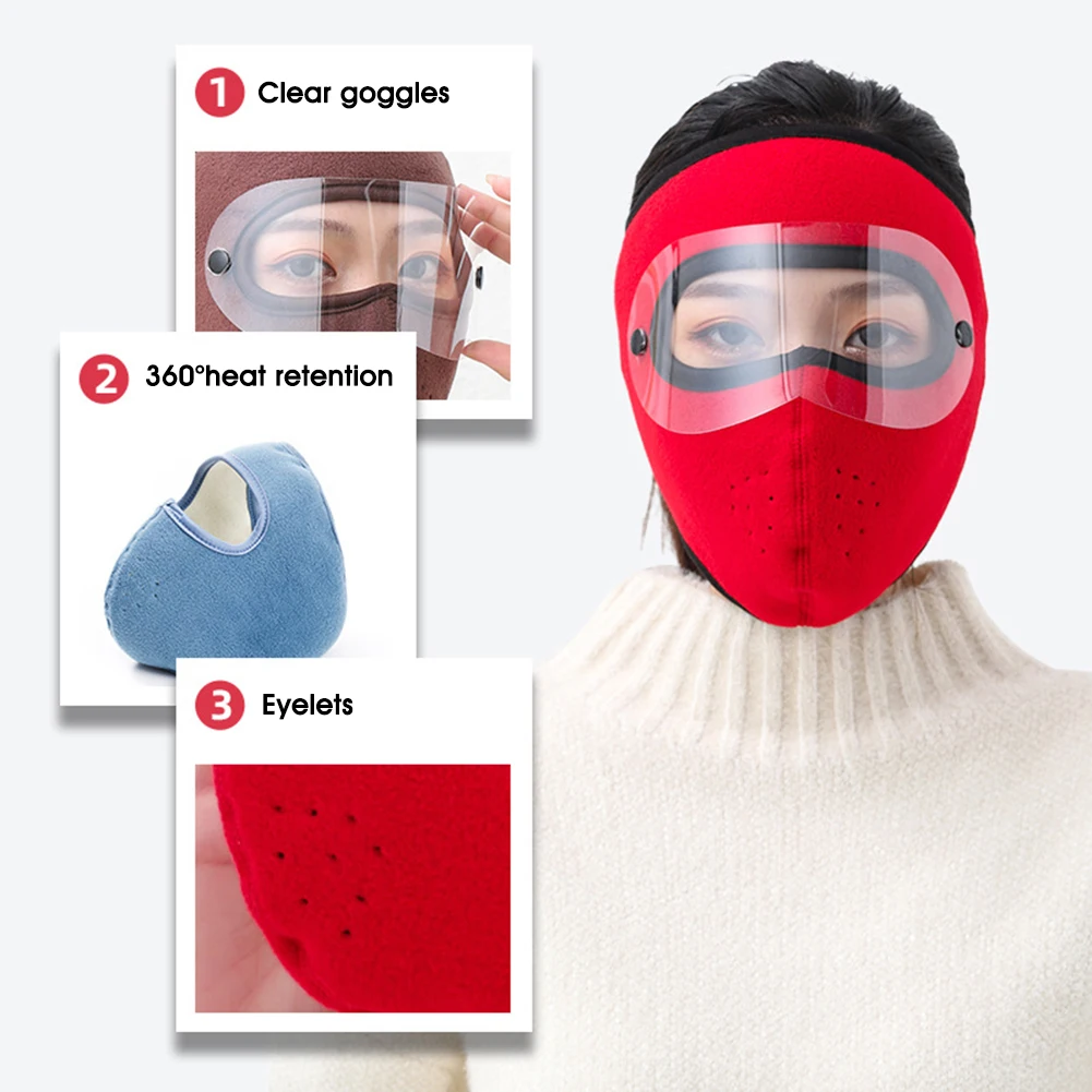 

Winter Warm Mask Face Shield Cycling Caps for Outdoor Fishing Breathable Mask HD Anti-fog Goggles Balaclava Winter Face Cover