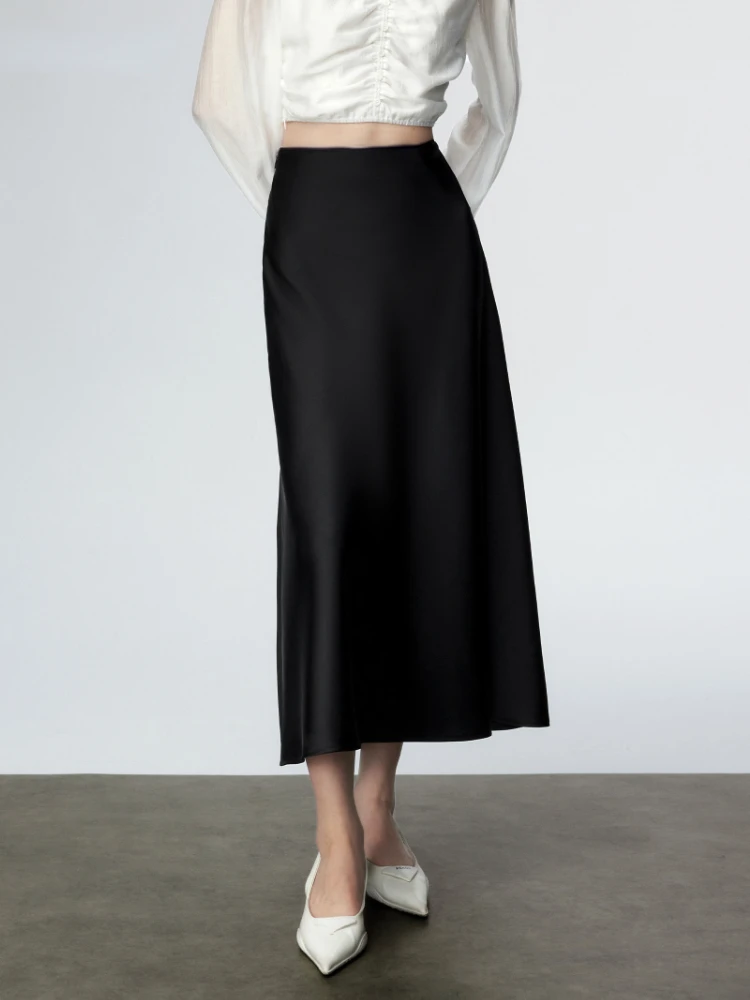 Элегантные женские атласные юбки с высокой талией 2024 новая облегающая длинная