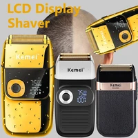 kemei electric shaver cordless trimmer for men beard razor hair clippers usb fast charging lcd display shaving haircut tools