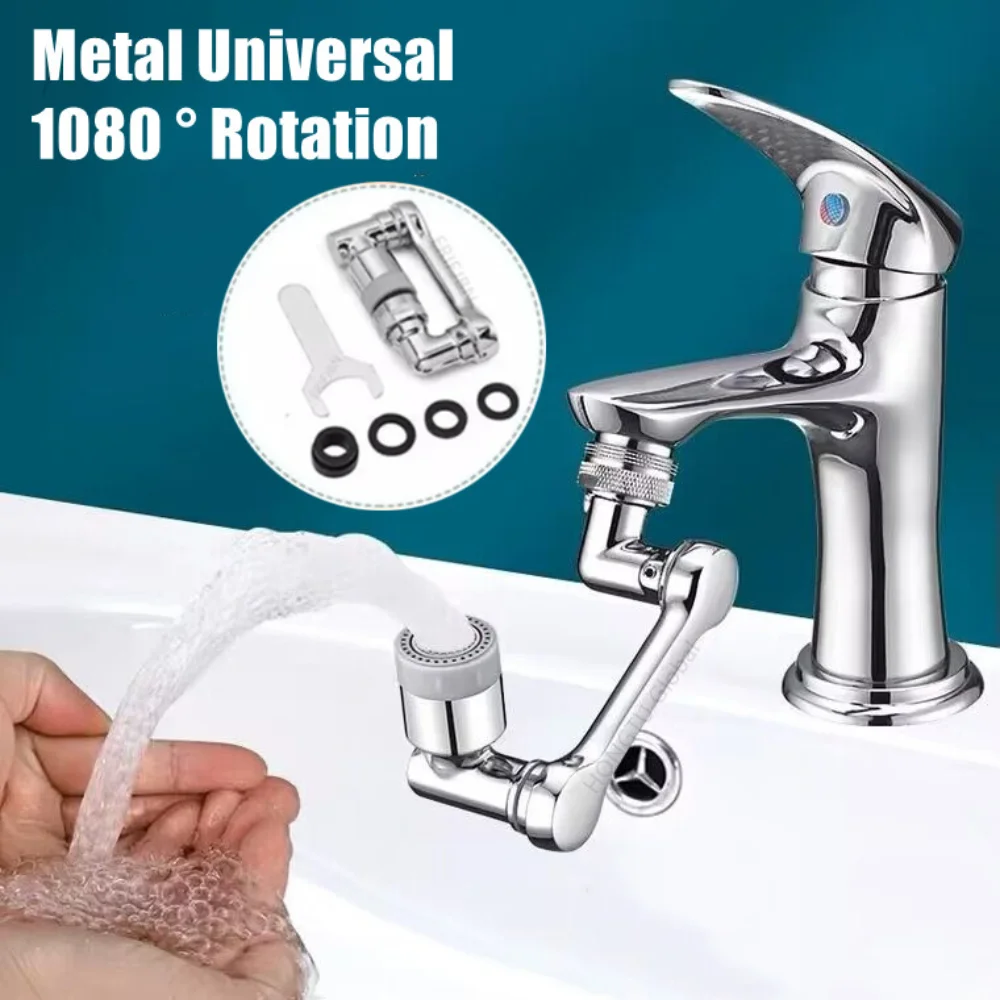 Metal 1080° Rotating Splash Filter Faucet Extender Spray Head Dual Mode Kitchen Tap Aerator Water Nozzle Faucet Bubbler 22/24mm