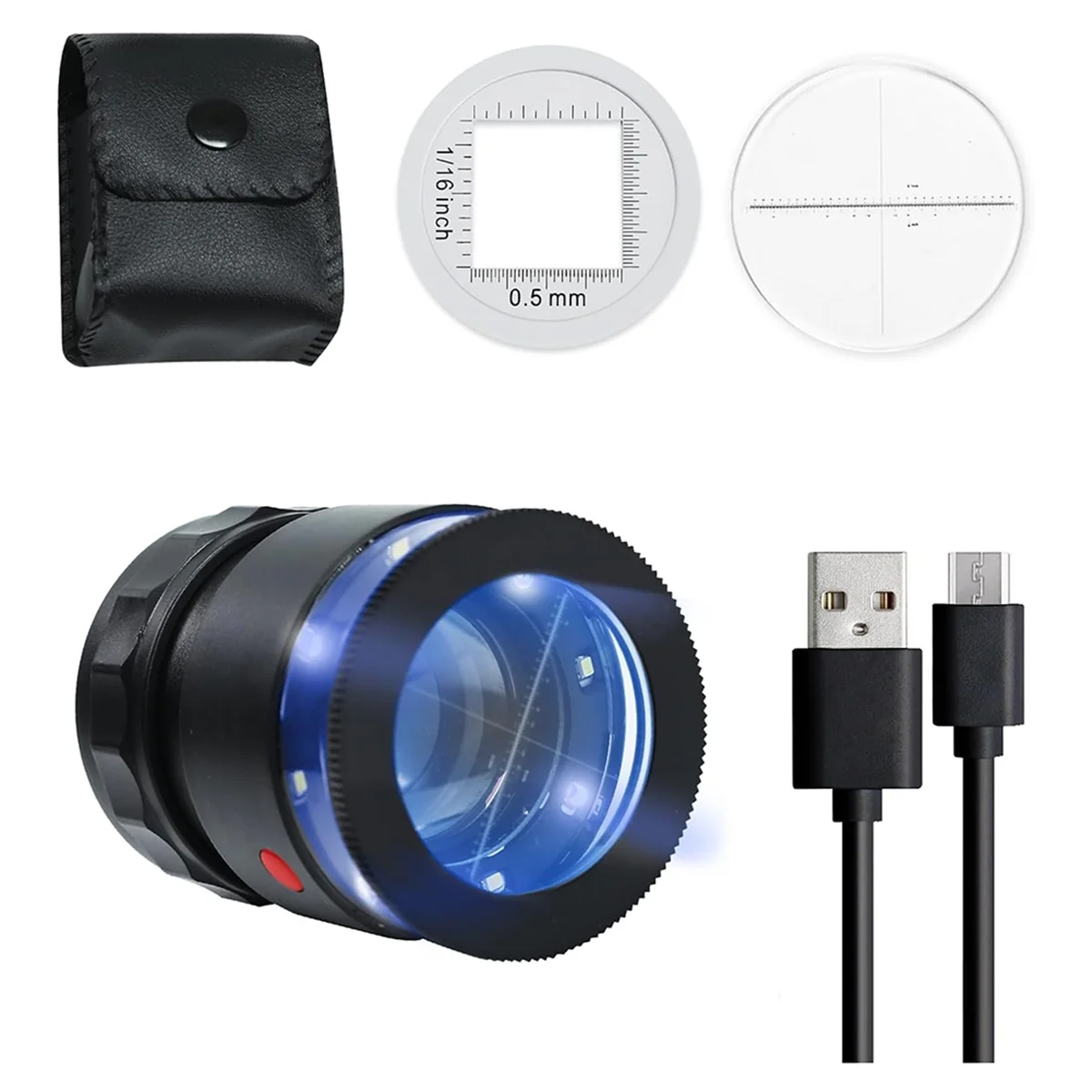 Лупа ABKY-Loupe 10x, перезаряжаемая увеличительная стекло для ювелиров со светодиодной подсветкой и шкалой, лупа с регулируемым фокусным расстоянием