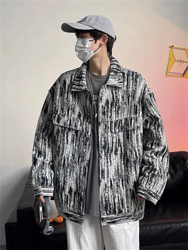 Куртка мужская джинсовая Свободный Топ с оборками уличная одежда в стиле