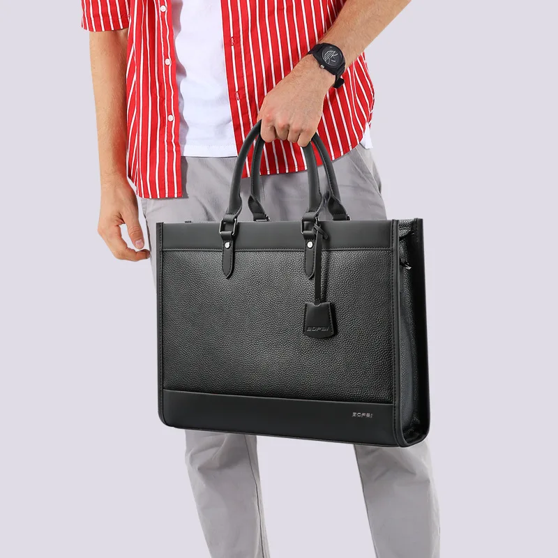 Leather handbag Men's business large capacity computer bag Single shoulder crossbody briefcase laptop bags for men sacoche homme