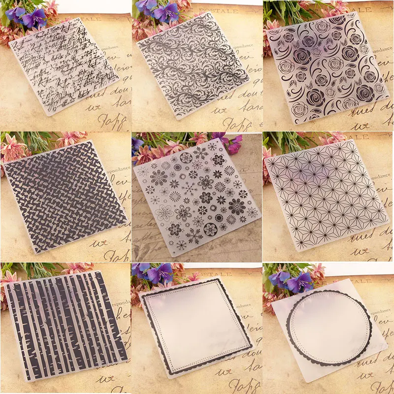 

18 Design Plastic Embossing Folders Embossed for Scrapbook, Album, Card Design, Folding Folder Embossing Mold 15x15cm