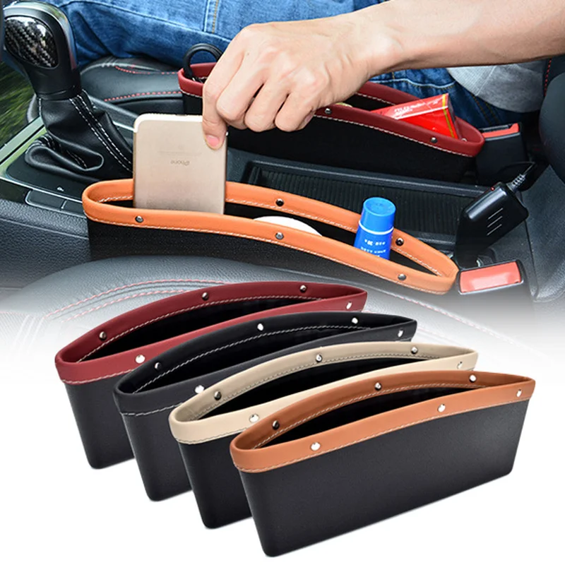 

Car Interior Organizer Cup Holder Space Saver Slot Auto Accessories Car Leather Storage Slit Seat Gap Pocket Multifunctional