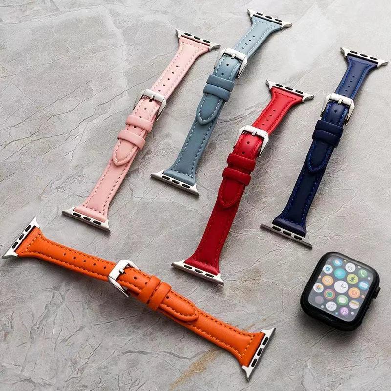 

Кожаный ремешок для Apple Watch 7 45 мм 41 мм, браслет для Apple Watch Band 6 5 4 3 2 1 42 мм 44 мм 38 мм 40 мм, iWatch Series