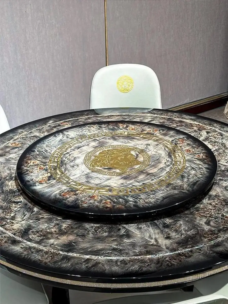 Итальянский роскошный круглый обеденный стол и стул из массива дерева Xiaohongshu home