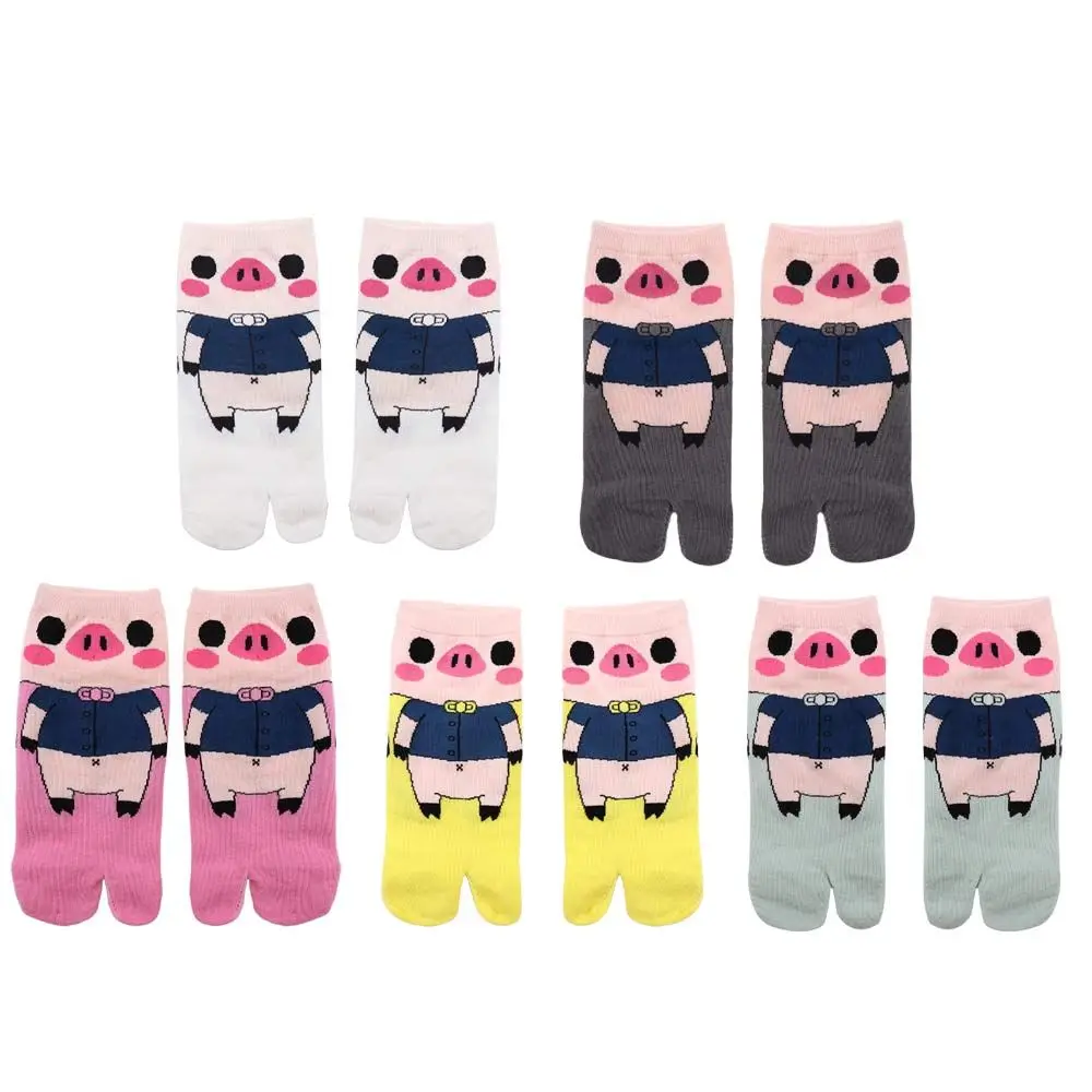 

1Pairs Breathable Cartoon Flip-flops Socks Female Students Two Finger Socks Pig Socks Two Toe Socks Low Tube Socks Geta Socks