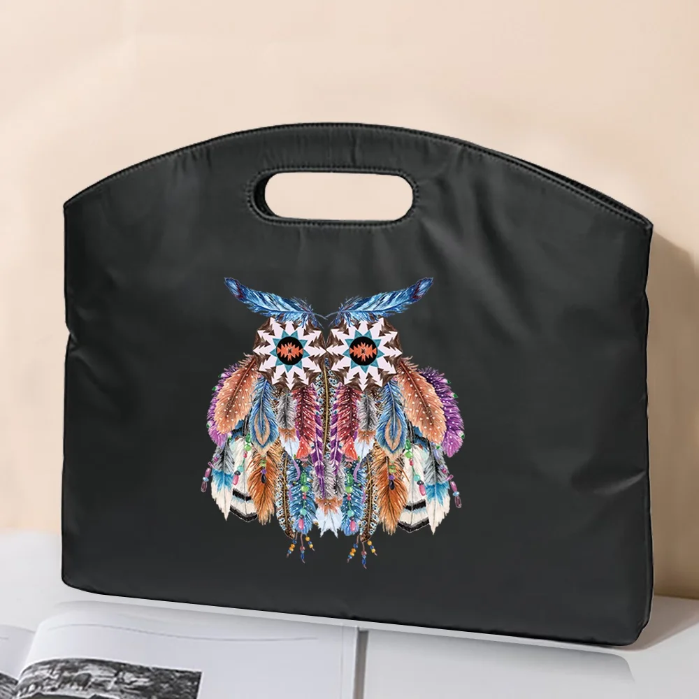 Briefcase File Bag Business Handbag Feather Series Pattern Conference Tablet Bag Unisex Laptop Document Meeting Fashion Tote Bag