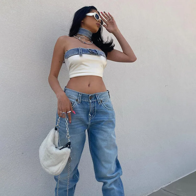 

Женский короткий топ с воротником «одно слово», короткий топ контрастных цветов с прострочкой, женская одежда, Новинка лета 2022