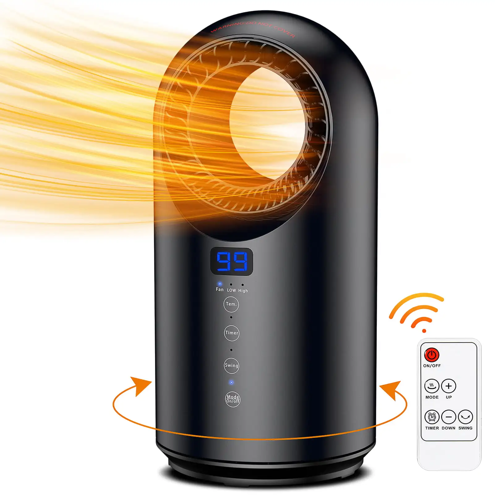 

Indoor heating 1500W Space Heater Ceramic Fan, 3 Speed Adjustable Thermostat Control, Auto Timer with Remote for Home for room h