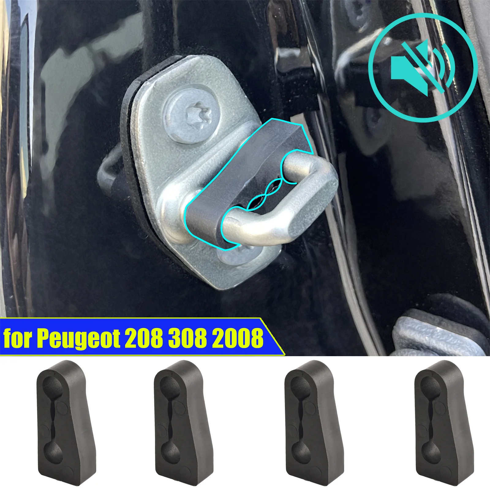 

Звуковой демпфер, буфер дверного замка для Peugeot 208 308 508 2008 3008 5008 Partner Rattling STOP, звукоизоляционные винты, глухокое уплотнение
