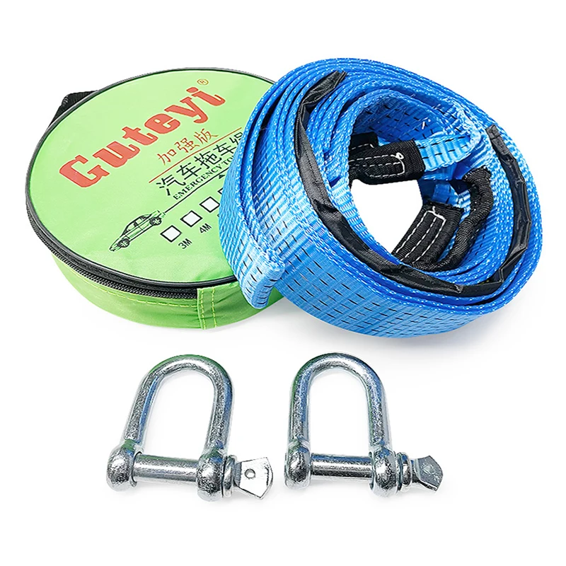 

3M/5M 8Tons Car Towing Rope Strape Cable With U Hook Shackle High Strength Nylon With Reflective Light For Car Truck Trailer SUV