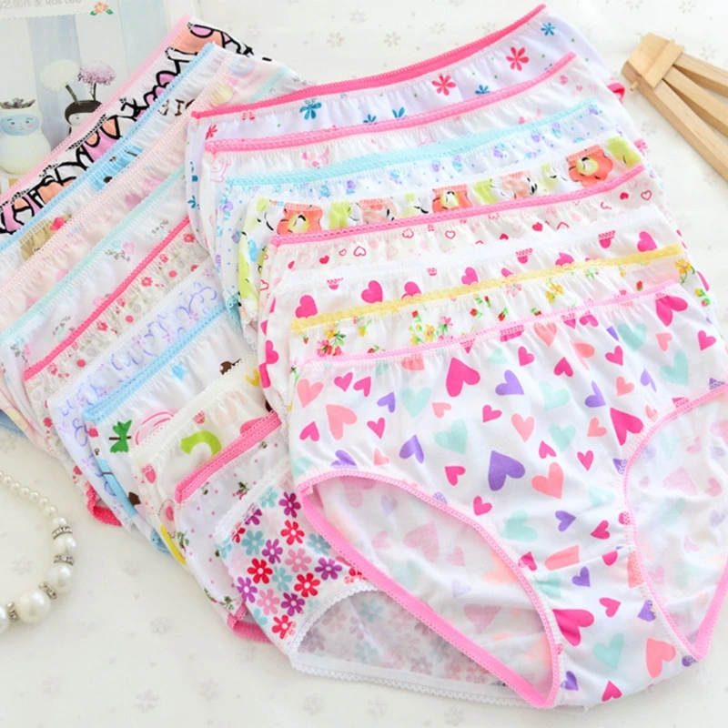 

12x/Set Children Panties Little Girls Print Underwears 2-12 Years Baby Girls Briefs Breathable Cotton Panties for Kids A2UB