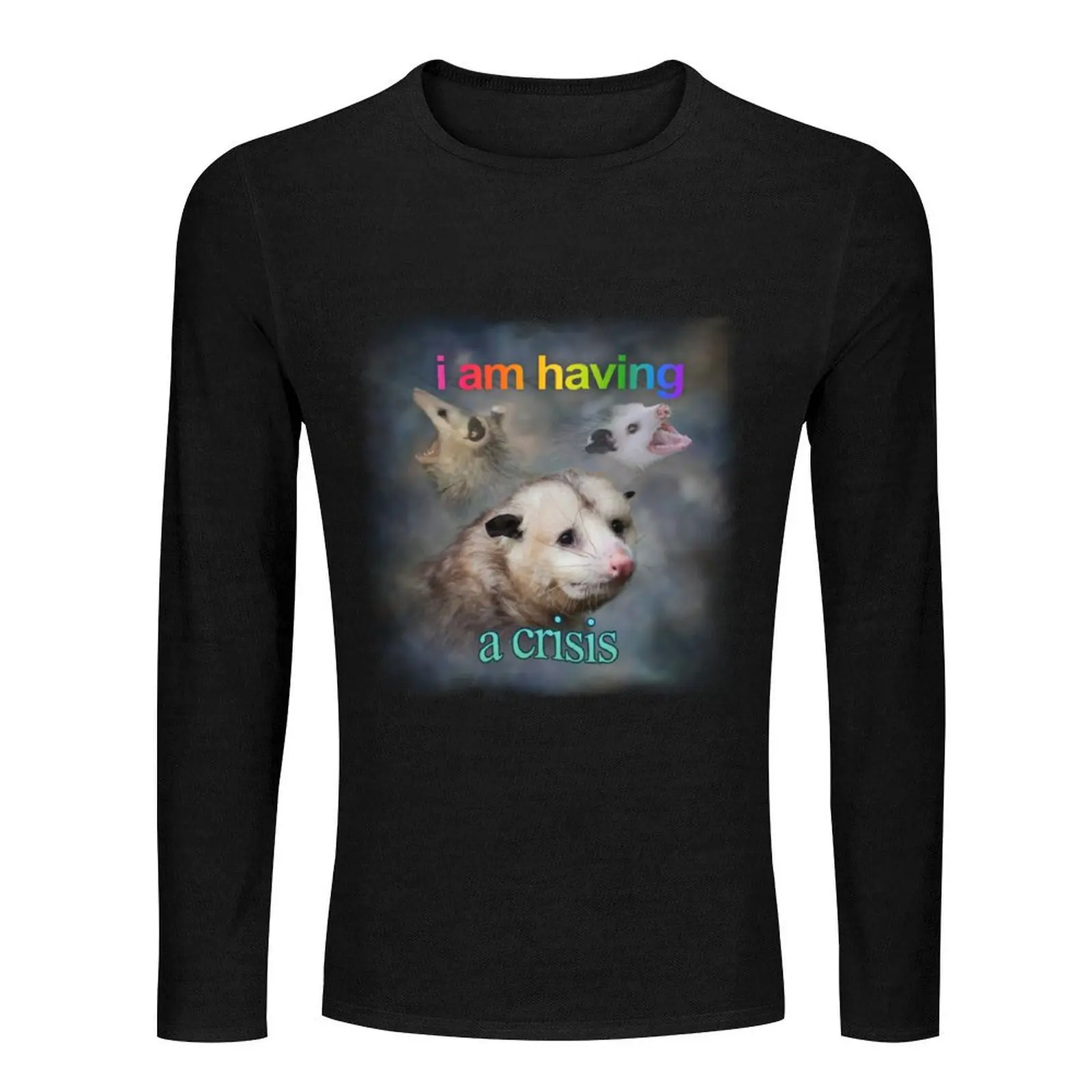 I am having a crisis possum word art Long T-Shirt plain t-shirt quick drying shirt men clothing