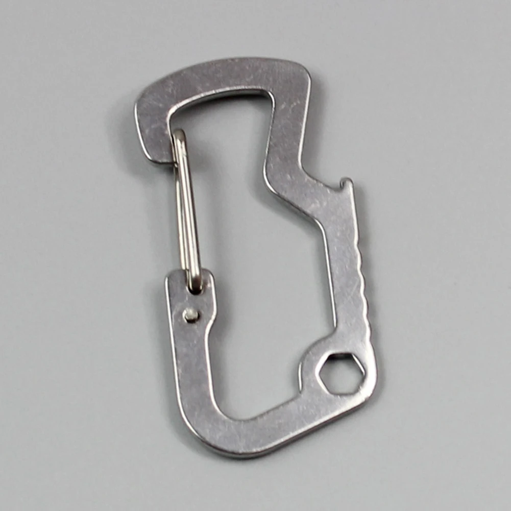 

D Shape Carabiner Hiking Buckle Lockbutton Quick Release Keychain Bottle Opener Tool 3.3*6.8cm Camping Picnic Multitool