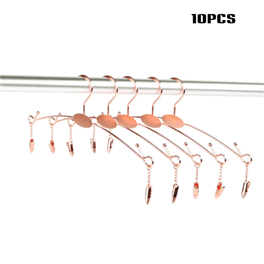 

10pcs Metal Coat Hangers Sturdy Anti Slip Underwear Hanger With Clip Household Drying Rack For Closets Clothes Racks Skirts