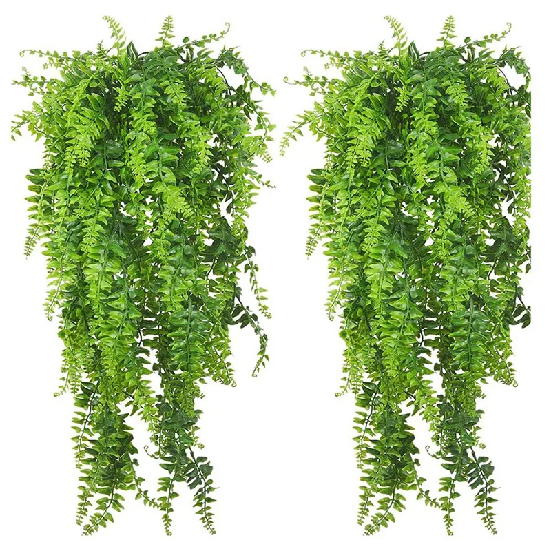 

12 PCS Artificial Plants Vines Boston Fern Persian Rattan Greenery Fake Ferns Ivy For Wall Hanging Basket Decorations