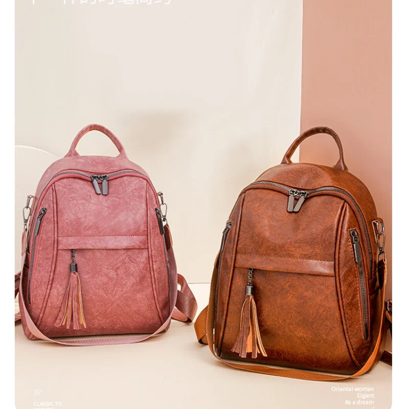 2024 новый продукт рюкзак из искусственной кожи с мягкой ручкой однотонный большой