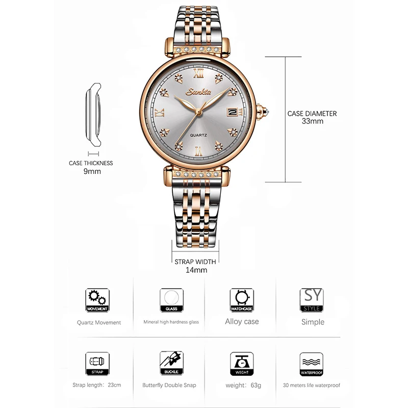 Women Diamond Quartz Watch Ladies Simple Wrist Watches Luxury Brand Rhinestone Weekly Bracelet Watches Female Waterproof Fashion