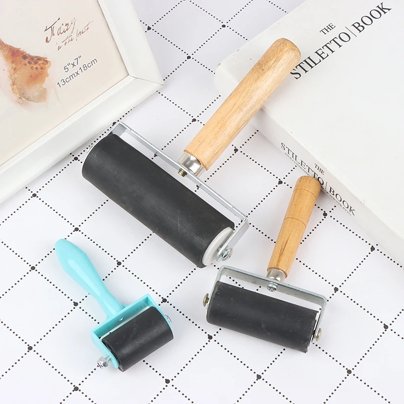 

Rubber Printing Roller Black Wood Handle Printing Art Ink Craft Tool Supplies