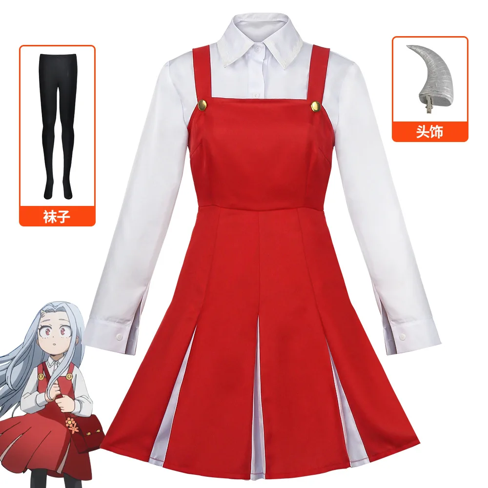 

Anime Halloween Costume Boku No My Hero Academia Season4 Eri Cosplay Costume Uniform Dress Wig Horn Set
