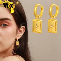 vnox star earrings for women gold color copper geometric dangle earrings elegant lady party jewelry