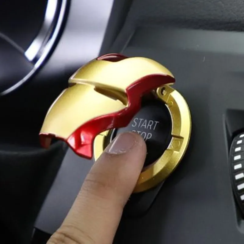 

Marvel Spiderman Iron Man Car Interior Sticker Anime Figure Car Engine Ignition Start Switch Button Cover Trim Stickers Toys