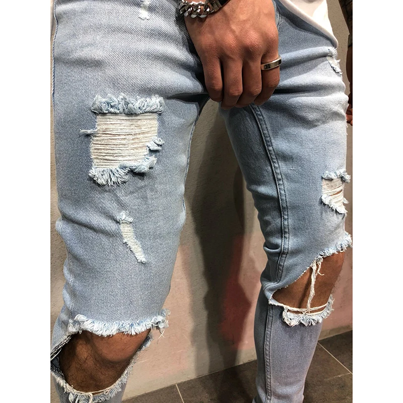High Quality Fashion Jeans For Men Skinny Ripped Denim Trousers Biker Male Slim Casual Men's Pants Hip Hop Jogging jean homme
