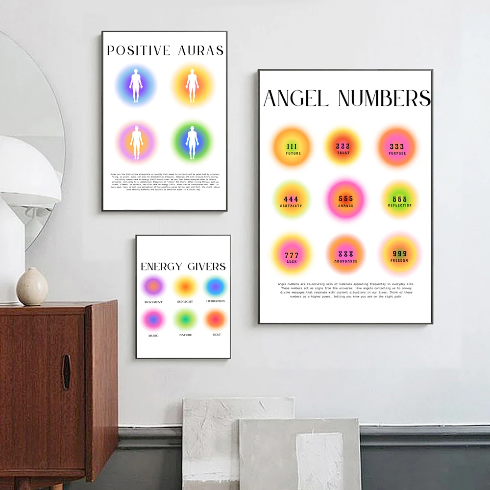 Картина на холсте с градиентом пастельный постер цифрами ангела ауры датская