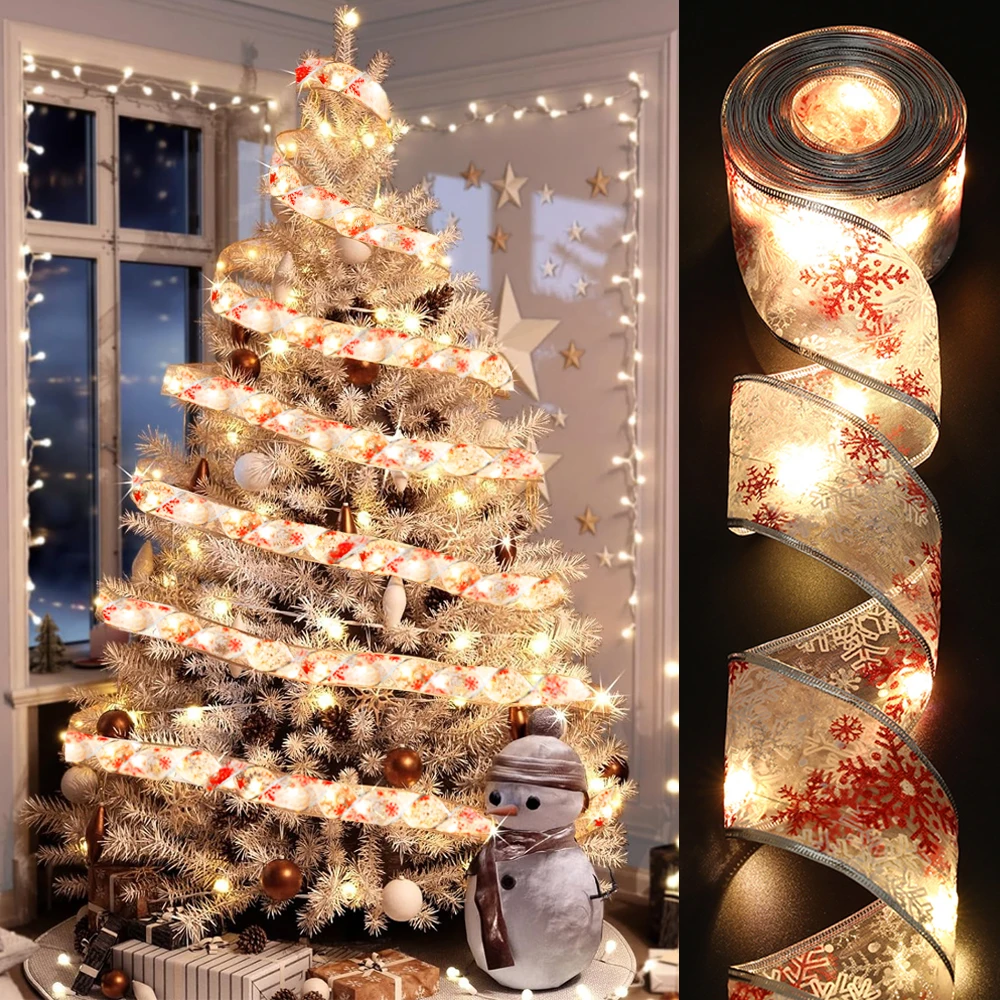 Рождественская Декоративная Лента 10 М С Люминесцентами Синие Розовые Красные