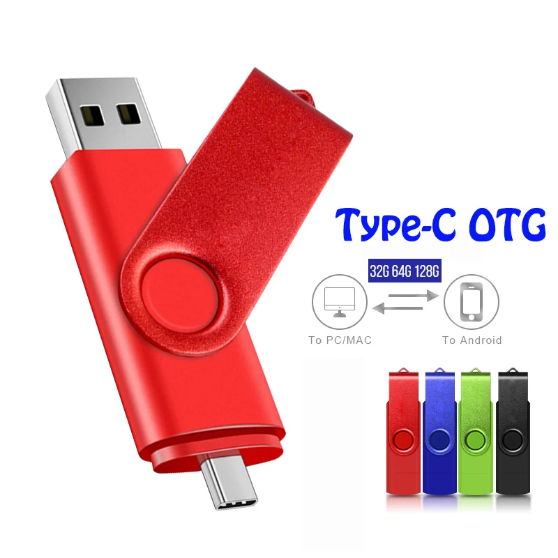 

USB-флеш-накопитель 2-в-1 Type-c OTG, 64 ГБ, 128 ГБ, 32 ГБ
