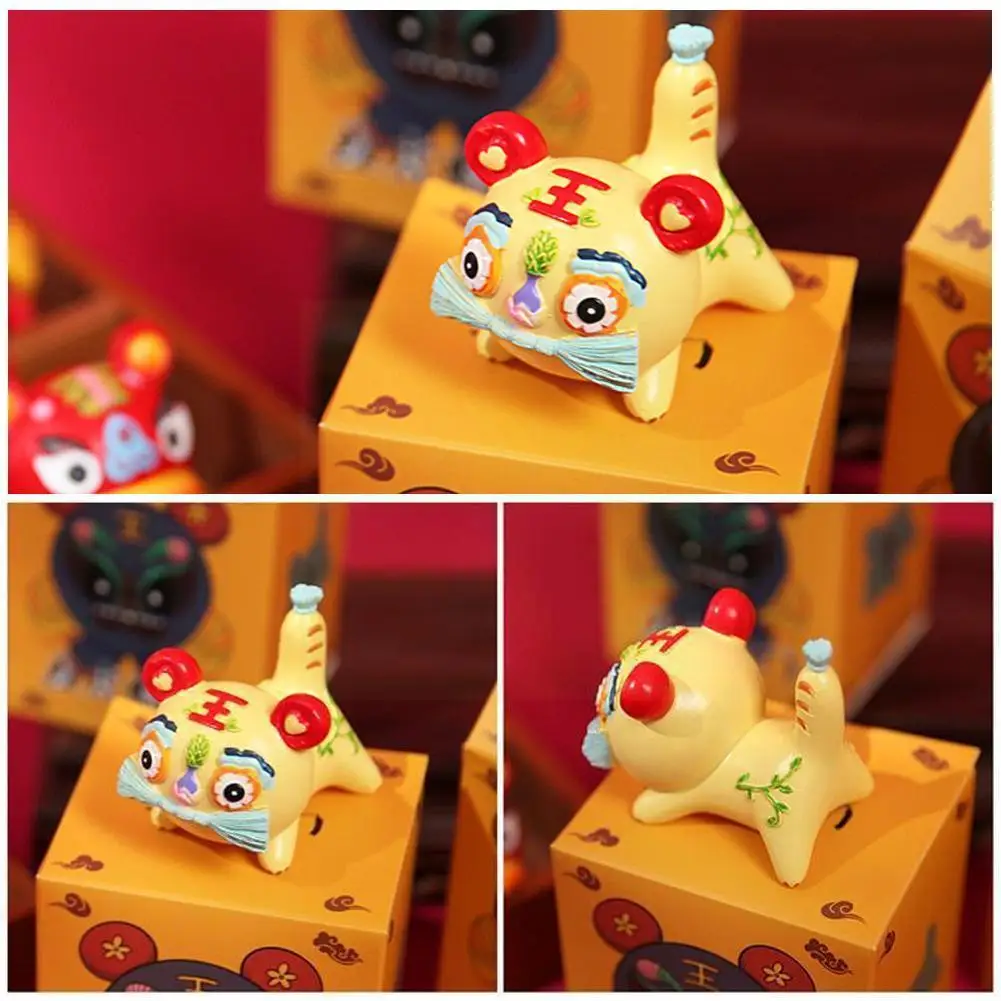 

2022 Tiger Model Cute Resin Tiger Blind Box Toy Action Tiger Model Figure Little Desk Desktop Guochao Decoration Tiger T5r2