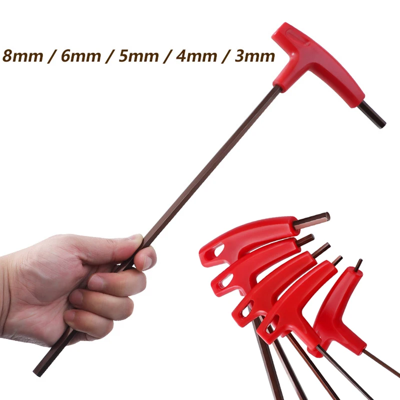 3/4/5/6/8mm Allen Keys Hand Tool Hexagon Set Extra Long Type Hex Keys Set T Handle Flat Wrench Repair Tools Keys For Repair Car