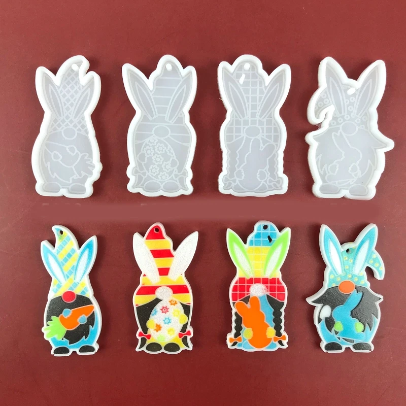 

Easter Gnome Rabbit Keychain Epoxy Resin Mold Keyring Pendant Silicone Mould DIY Crafts Jewelry Casting Tools