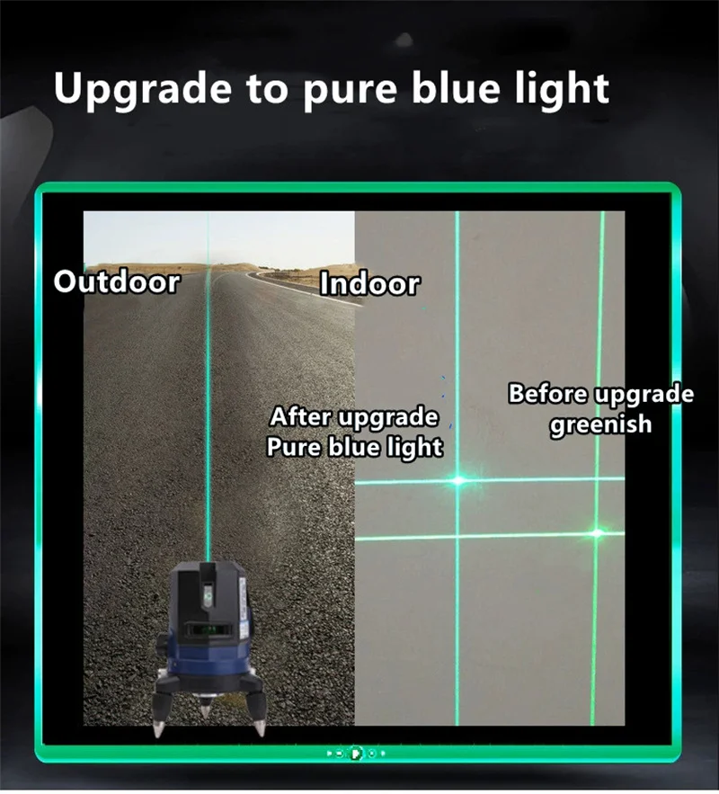 5 линий 6 точек лазерный уровень синий луч крест тонкий вращение на 360 °