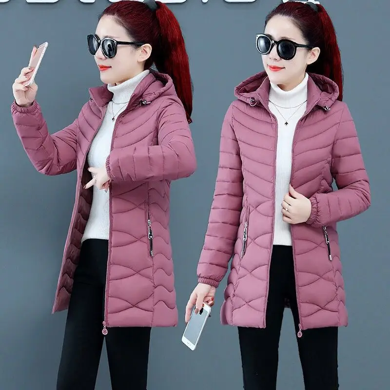 Winter Women's Parka Coat Women's New Solid Color Jacket Coat Jacket Coat Hot Sale Hooded Zipper Fashion Long Coat Women XL-6XL