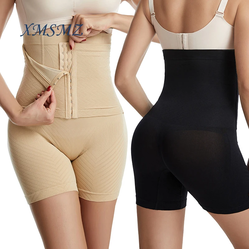 

XMSMZ XS-5XL Seamless High Waist Boxer Shaper Waist Trainer Women's Breasted Strong Flat Panties Plus Size Shapewear