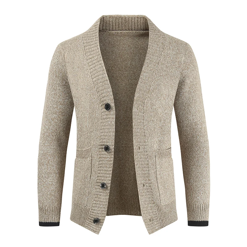 

Осенне-зимний Новый мужской свитер, кардиган, повседневный вязаный Однотонный свитер, пальто с длинным рукавом, куртка, Мужская одежда