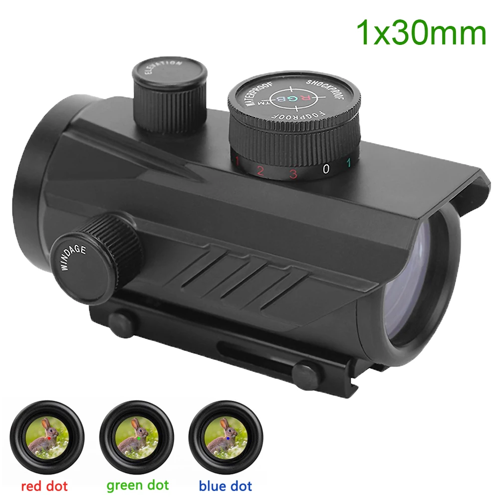 

1x30mm Red/Green/Blue Dot Scope Airsoft Hunting Scopes for 11mm 20mm Picatinny Rail Optics Rifle Collimator Sights Gun Accessory