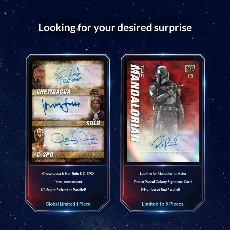 Фото Оригинальный набор коллекционных карточек Topps Chrome Galaxy Star Wars 2026 года с официальной лицензией, включающий параллельные карты Chrome и автографы. №5