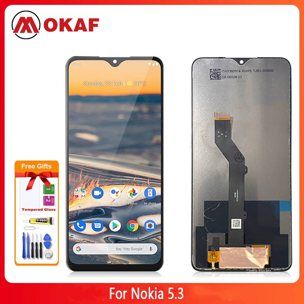 

OKANFU New Original For Nokia 5.3 LCD Display Touch Screen Digitizer Assembly TA-1234 TA-1223 TA-1227 TA-1229 Screen Replacement