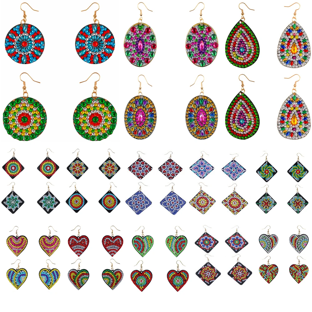 

5D DIY Diamond Painting Earrings Girl Gift Ear Dangles Mandala Patterns Diamond Embroidery Special Shape Earrings Handmade Art