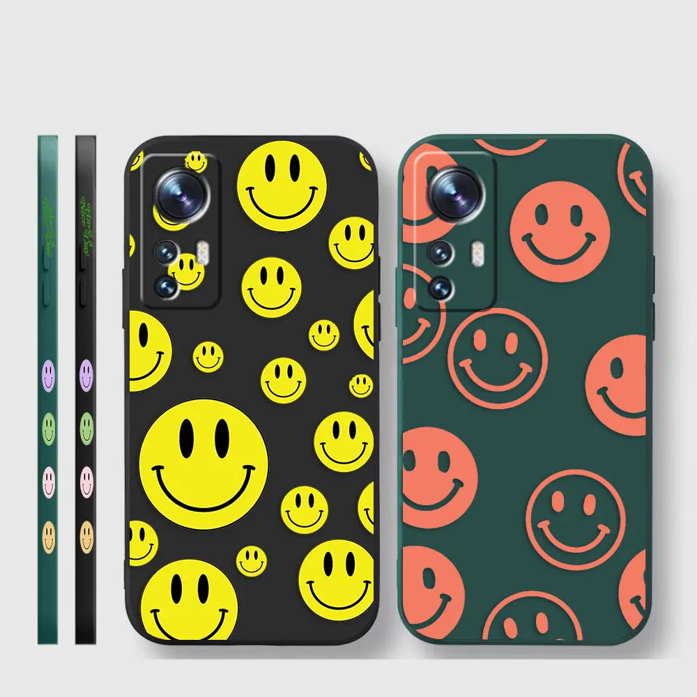 Phone Case For Xiaomi 13 12 12T 12S 11 11T 10 10S 9 8 Pro Ultra Lite Colour Case Cover Funda Cqoue Shell Capa Funny Smiling Face